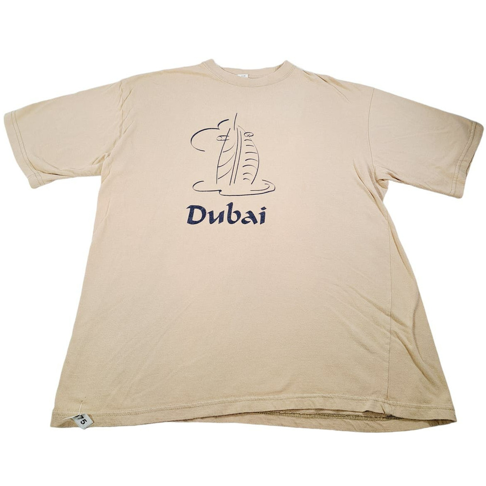 Dubai Men's Graphic Tan T-Shirt Size XXL Made in U.A.E.